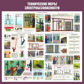 С64 Стенд электробезопасность (технические меры электробезопасности)  (1000х1000 мм, пластик ПВХ 3мм, Прямая печать на пластик) - Стенды - Стенды по электробезопасности - Магазин охраны труда ohranatruda-shop.ru